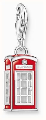 Thomas Sabo London Telephone Box Red Enamel Sterling Silver Charm Pendant 2120-041-10