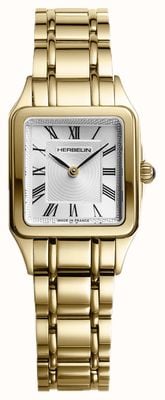 Herbelin Luna Quartz (24mm) Silver Guilloché Dial / Gold PVD Stainless Steel Bracelet 17457BP1N01
