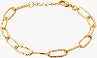 Burren Jewellery 18k Gold Plate Bracelet With Open Elongated Chain And Twisted Rope  Interlinking Design On Links B1015