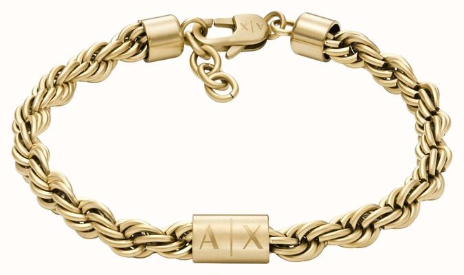 Armani Exchange Men's Gold-Tone Stainless Steel Twisted Chain Bracelet AXG0124710