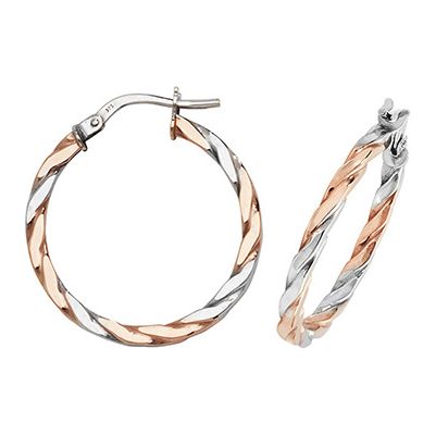 Treasure House ER1041RW-20 9ct Rose/White Gold 20mm Hoop Jewellery