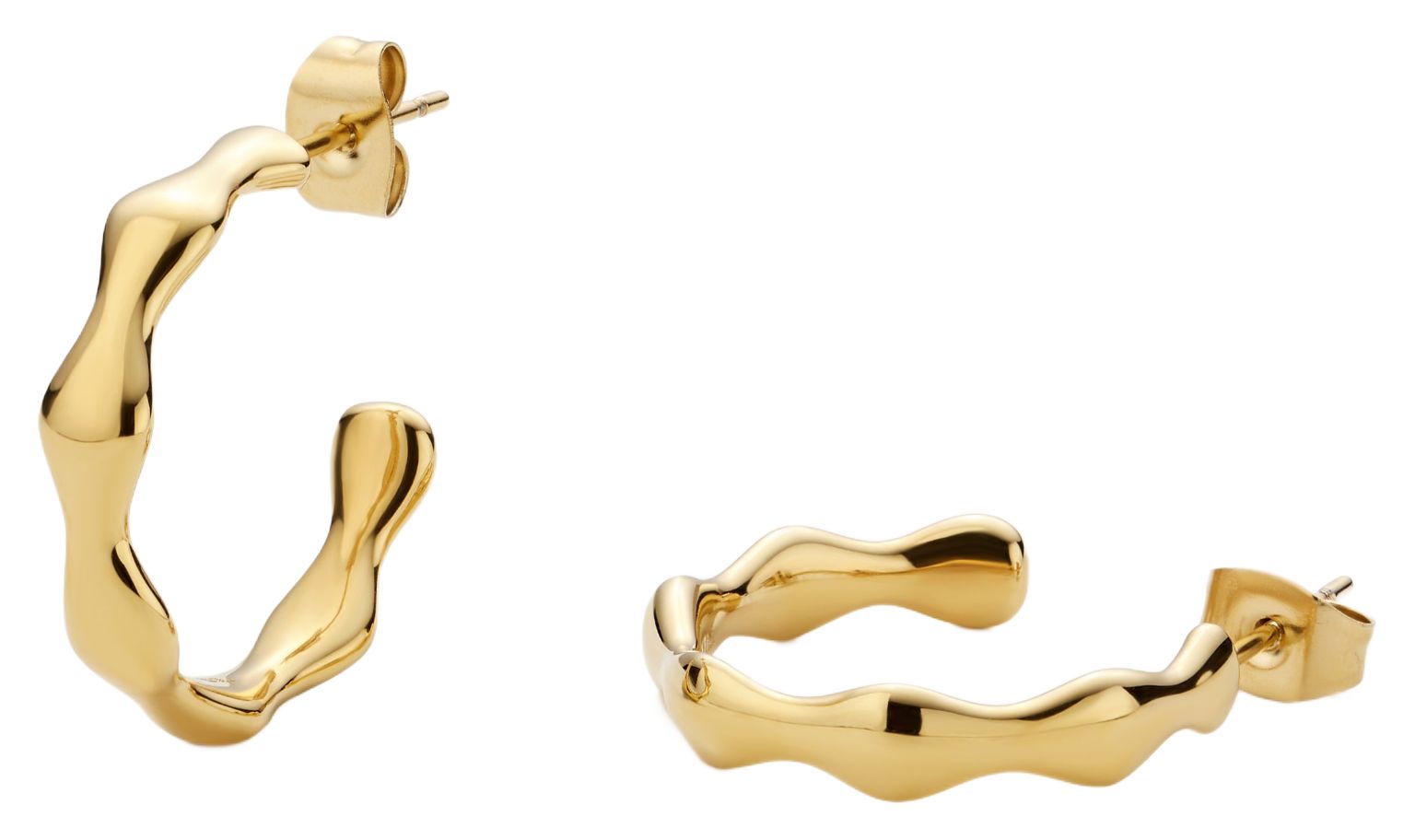 D.LOUISE SKE-27 14ct Yellow Gold PVD Bamboo Hoop Earrings Jewellery