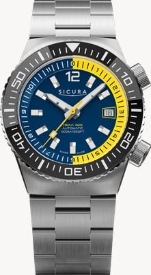Sicura Hexa 400 Automatic Reissue (40mm) Matte Blue Dial / Stainless Steel Bracelet Watch H400.SS.A.40ATM.02.SS