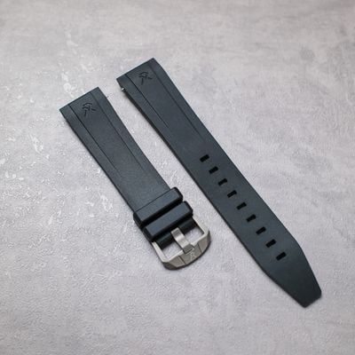 RZE HexaFlex 2.0 Carbon Black FKM Rubber Strap (20mm) - UltraHex™ Titanium Buckle Watch HEXAFLEX 2.0 CB