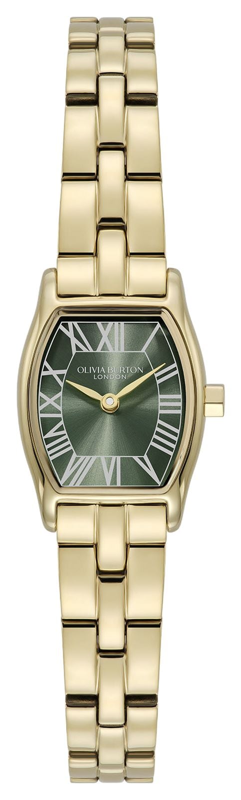 Olivia Burton Ladies Cambridge Green Dial Gold Plated Stainless Steel Bracelet Watch 24000390
