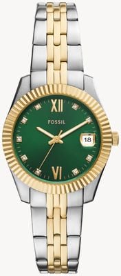 Fossil Women's Scarlette (33mm) Green Sunray Dial / Two-Tone Stainless Steel Bracelet ES5388