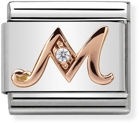Nomination Classic Letter M 9ct Rose Gold & Steel Charm 430310/13