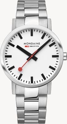 Mondaine Men's Classic (40mm) White Dial / Stainless Steel Bracelet A660.30360.11SBJ
