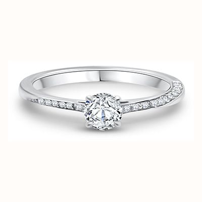 Platinum 0.30ct F SI2 Round Brilliant Fine Twist Shoulders Ring ENG7733