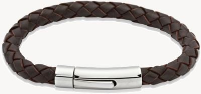 Unique & Co Dark Brown Leather | Stainless Steel Clasp | Bracelet A40DB/21CM