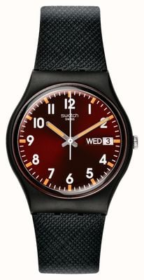 Swatch SIR RED (34mm) Red Dial / Black Biosourced Material Strap SO28B704