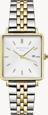 Rosefield Boxy (26mm) White Dial / Two-Tone Stainless Steel Mesh Bracelet QVSGD-Q013