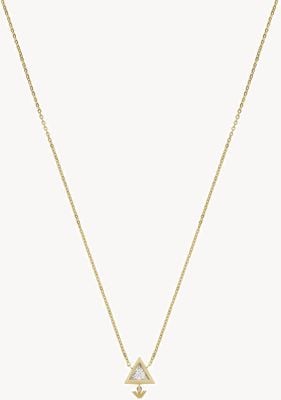 Emporio Armani Gold-Tone Stainless Steel Crystal-Set Triangle Pendant Necklace EGS2898710