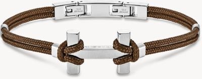 Amarrage Bracelet - Light Brown Nylon And Brushed Stainless Steel
