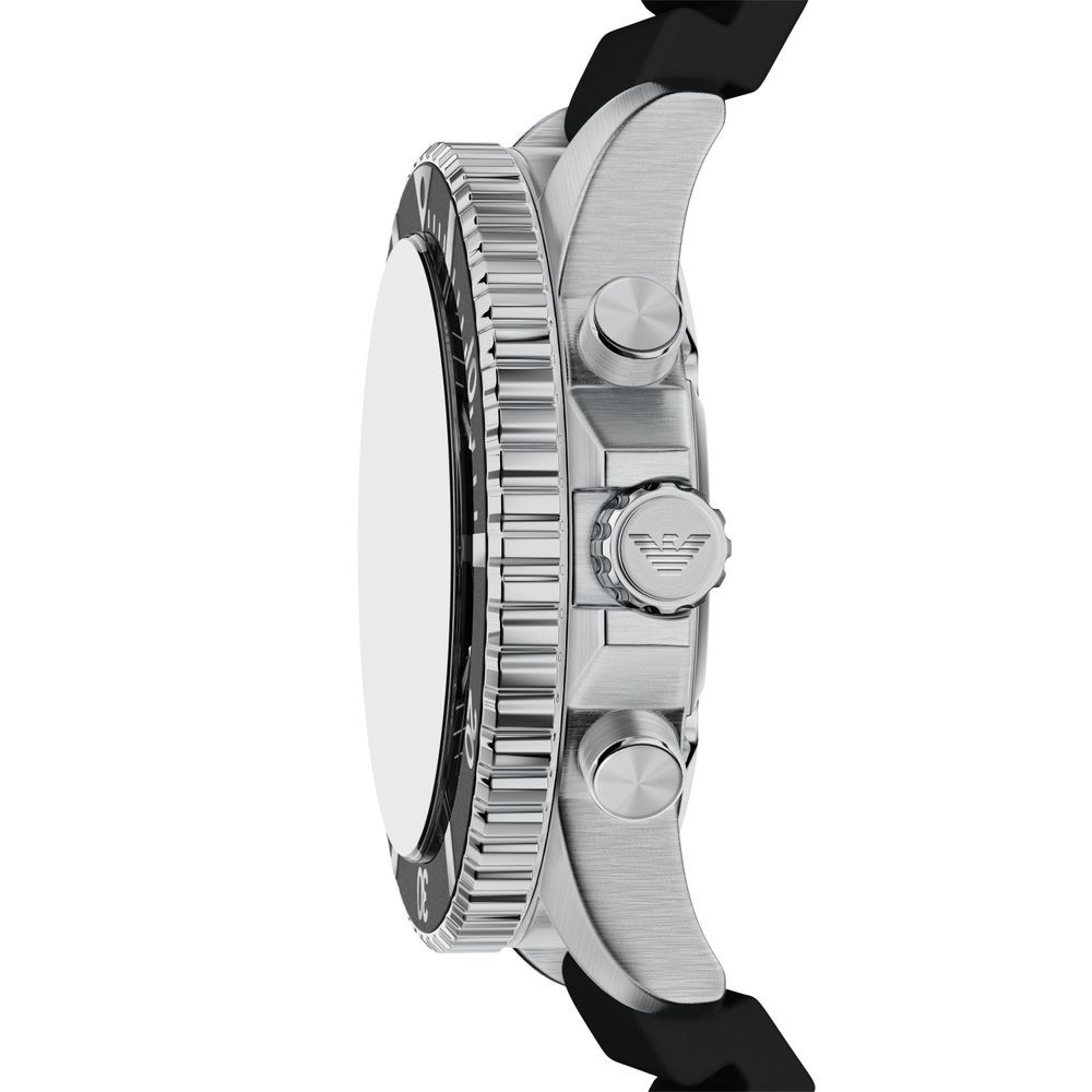 Emporio Armani Solar Chronograph (44mm) Black Dial / Black Silicone Strap AR11830 - alternate view 2