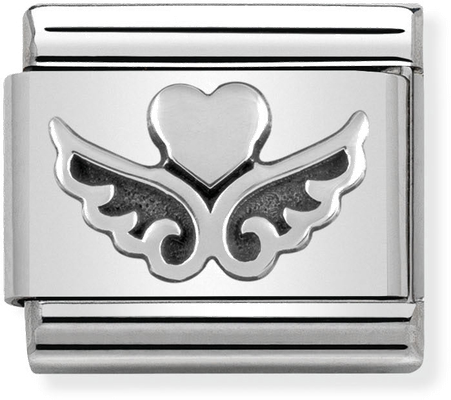 Nomination Classic Winged Heart Oxidised Sterling Silver & Steel Charm 330101/13
