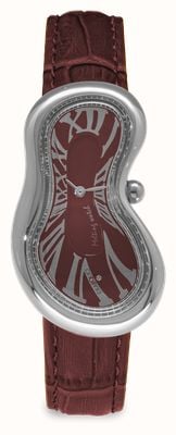 Exaequo Melting Watch Classic SS 316L (28mm) Italian Burgundy Dial / Italian Burgundy Croco Leather Strap EX 0001.0006