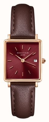 Rosefield Boxy XS (22mm) Burgundy Dial / Dark Brown Leather Strap QBBLR-Q56