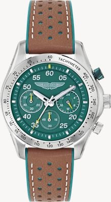 Aston Martin Thrill SGT W Quartz Chronograph (42mm) Podium Green Dial / Tan & Podium Green Silicone Strap MTRS1F501