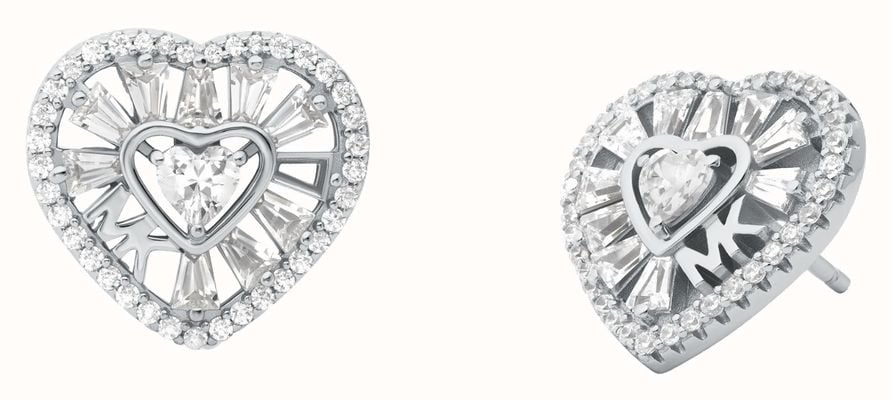 Michael Kors KORS LOVE Sterling Silver Cubic Zirconia Heart Stud Earrings MKC1691CZ040