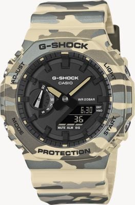 Casio G-Shock 2100 Series Original Camouflage (45.4mm) Black Dial / Green Camo Resin Band GA-2100CM-5AER