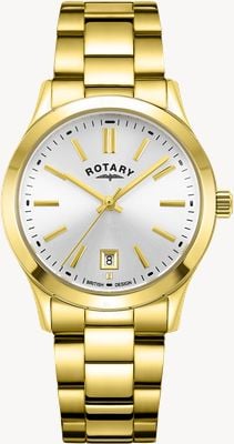 Rotary Contemporary Quartz (30mm) Silver Dial / Gold-Tone Stainless Steel Bracelet LB05523/06