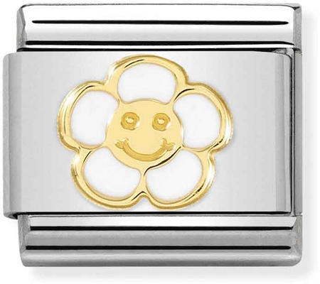 Nomination Composable Classic SYMBOLS Steel Enamel And 18k Gold Smile Flower 030272/59