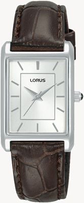 Lorus Rectangular Quartz (22mm) White Sunray Dial / Brown Leather RG289VX9