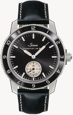 Sinn 104 Classic 12 Small-Seconds (41mm) Black Electroplated Dial / Black Leather Strap 104.060 BLACK LEATHER