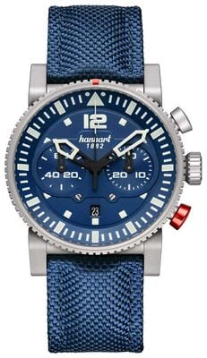 Hanhart PRIMUS Carrier Pilot Automatic Chronograph (44mm) Blue Dial / Blue Textile Strap - M 740.271-3320