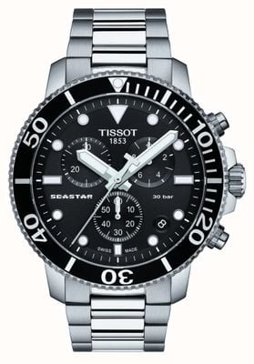 Tissot Men's Seastar 1000 Quartz Chronograph Black/Stainless Steel T1204171105100