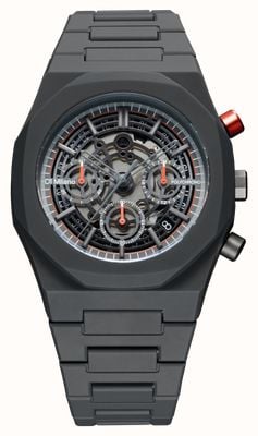 D1 Milano Polychrono Model K (40.5mm) Skeleton Dial / Dark Grey Polycarbonate Strap PHBJ10
