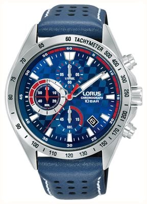 Lorus Men's Sports (43.5mm) Blue Chronograph Dial / Blue Leather Strap RM317JX9