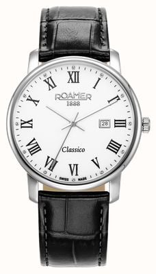 Roamer Classico Gents Quartz (40mm) White Dial / Black Leather Strap 971856 41 25 05