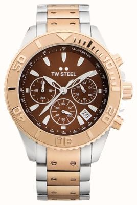 TW Steel Vanceur Diver Chronograph (42mm) Brown Dial / Two-Tone Stainless Steel Bracelet VA7