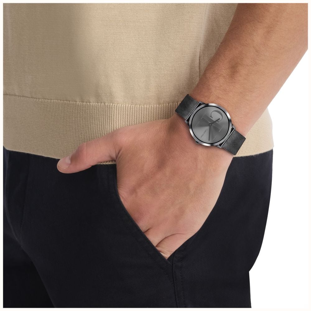 Calvin Klein Exceptional Quartz (37mm) Grey CK Dial / Grey PVD Stainless Steel Mesh Bracelet 25200606 - alternate view 4