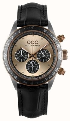 Out Of Order Supervintage Chrono Desert Rose (42mm) Rose-Gold Dial / Black Leather Strap Watch OOO.001-30.NE.RG