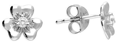Silver Cubic Zirconia Small Plain Flower Stud H6445/C