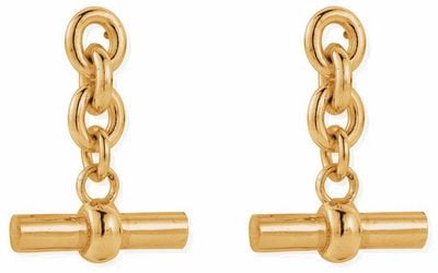 ChloBo Anchor Chain 3 Link T-Bar Gold-Plated Earrings CC-G-ER-6-S1