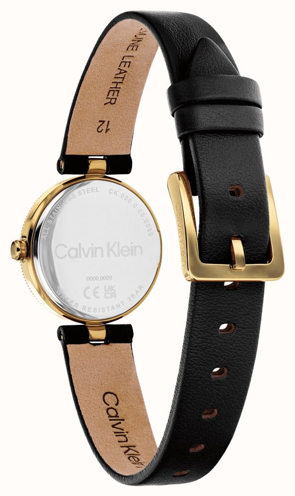 Calvin Klein GLEAM Quartz (24mm) Black Sunray Dial / Black Leather Strap 25100230 - alternate view 3