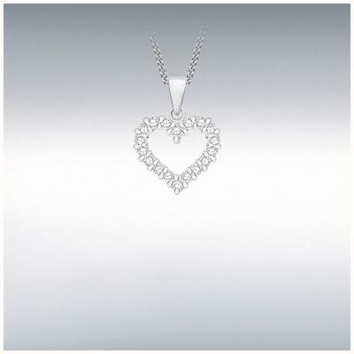 IBB Sterling Silver Cubic Zircona Open Heart Pendant 8.62.8584