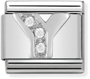 Nomination Classic Letter Y Sterling Silver & Steel Cubic Zirconia Charm 330301/25
