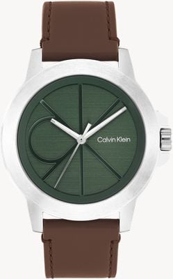 Calvin Klein CK Reset (42mm) Green Dial / Brown Leather Strap 25200527