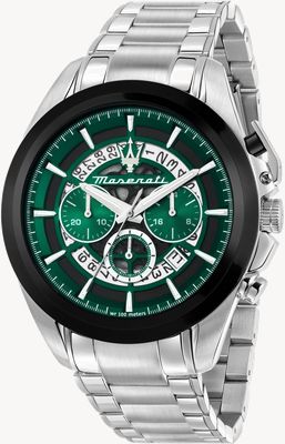 Maserati Men's Traguardo (45mm) Green Chronograph Dial / Stainless Steel Bracelet R8873612060