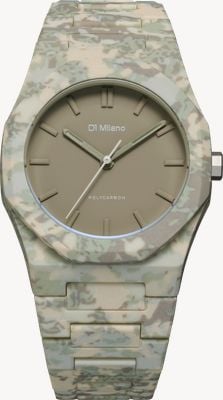D1 Milano Polycarbon Forest Camo (40.5mm) Matte Grey-Green Dial / Green Camouflage Polycarbonate Strap PCBJ38