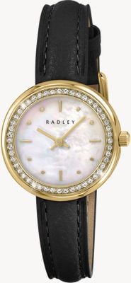 Radley Crystal-Set Three-Hand Quartz (28mm) Mother-of-Pearl Dial / Black Leather Strap RY21972