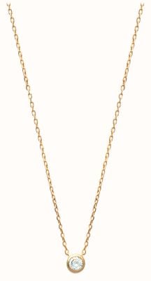 Burren Jewellery 18k Gold Plated Round Pendant Rub Over Cz N0670