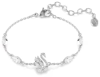 Swarovski Swan bracelet, Mixed cuts, Swan, White, Rhodium plated 5758682
