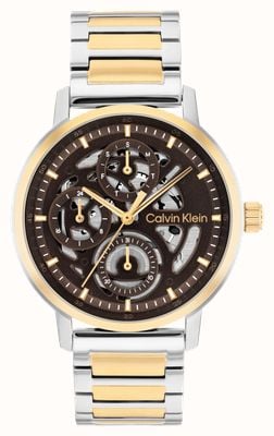 Calvin Klein GAUGE Multifunction Quartz (41mm) Brown Skeleton Dial / Two-Tone Stainless Steel Bracelet 25200564
