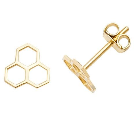 Treasure House ES610 9k Yellow Gold Hive Stud Earrings Jewellery